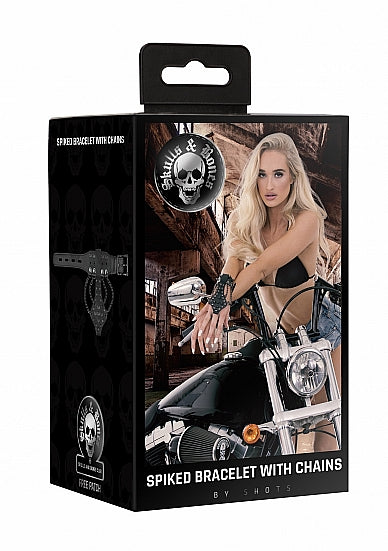 Ouch! Skulls & Bones Bracelet W- Spikes & Chains Black