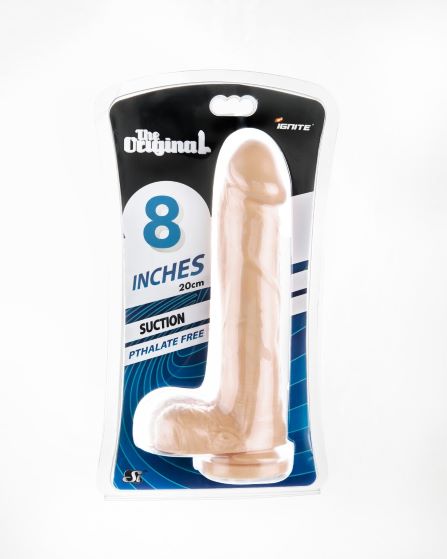 Ignite Cock W-balls 8in Flesh W-suction Cup