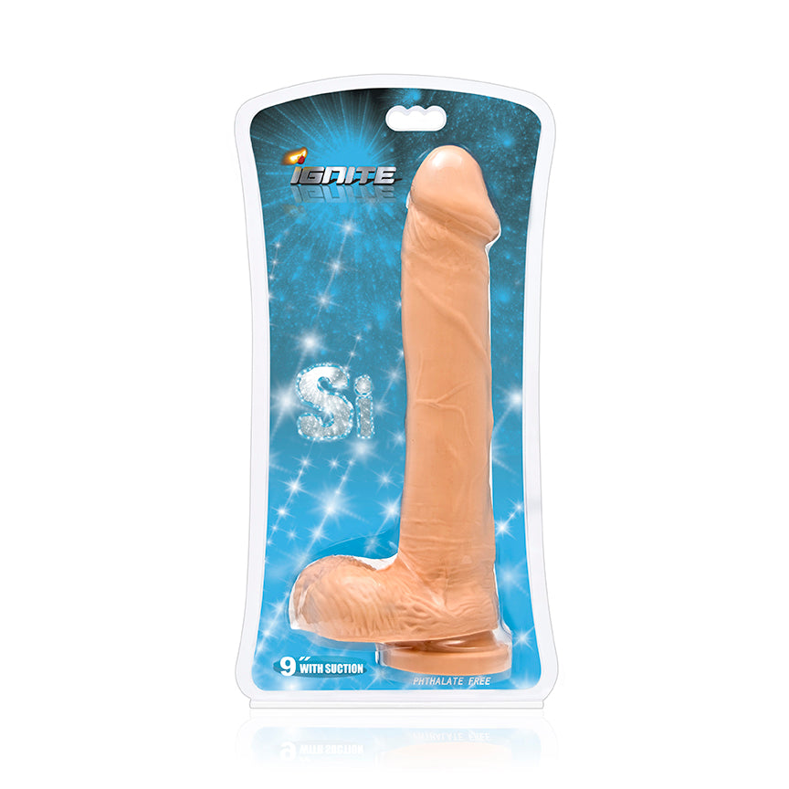 Ignite Cock W-balls 9in Flesh W-suction Cup