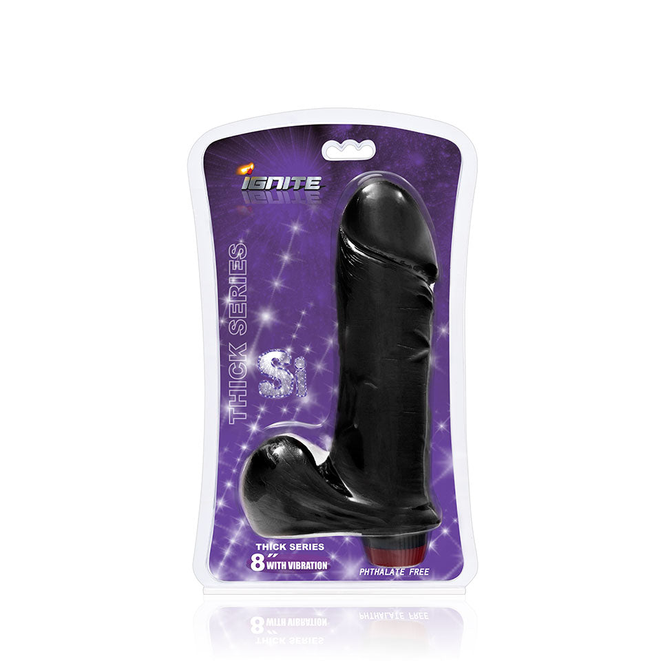 Thick Cock W-balls & Vibe Black 8in