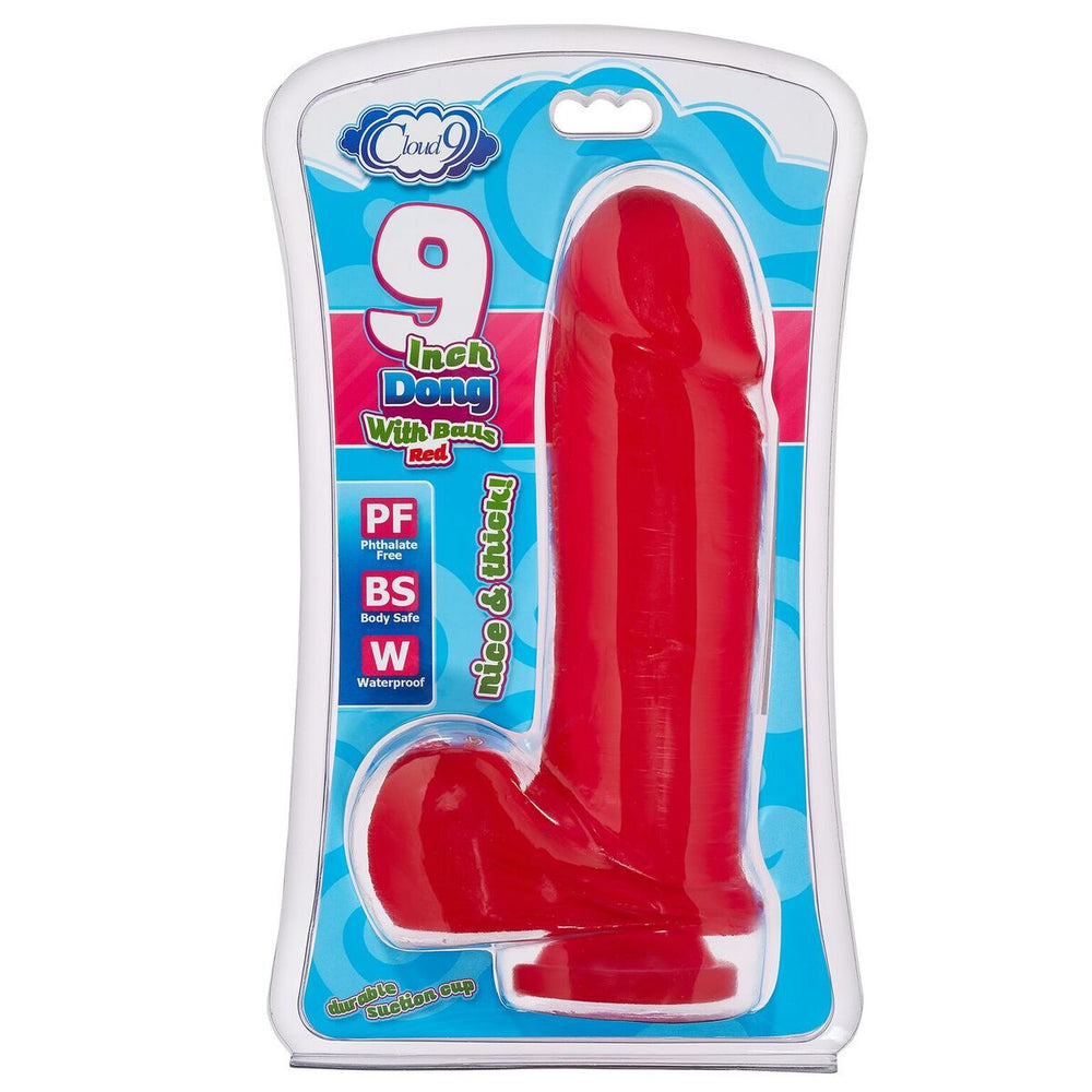 Cloud 9 Thick Dong W-balls & Suction Red 9in