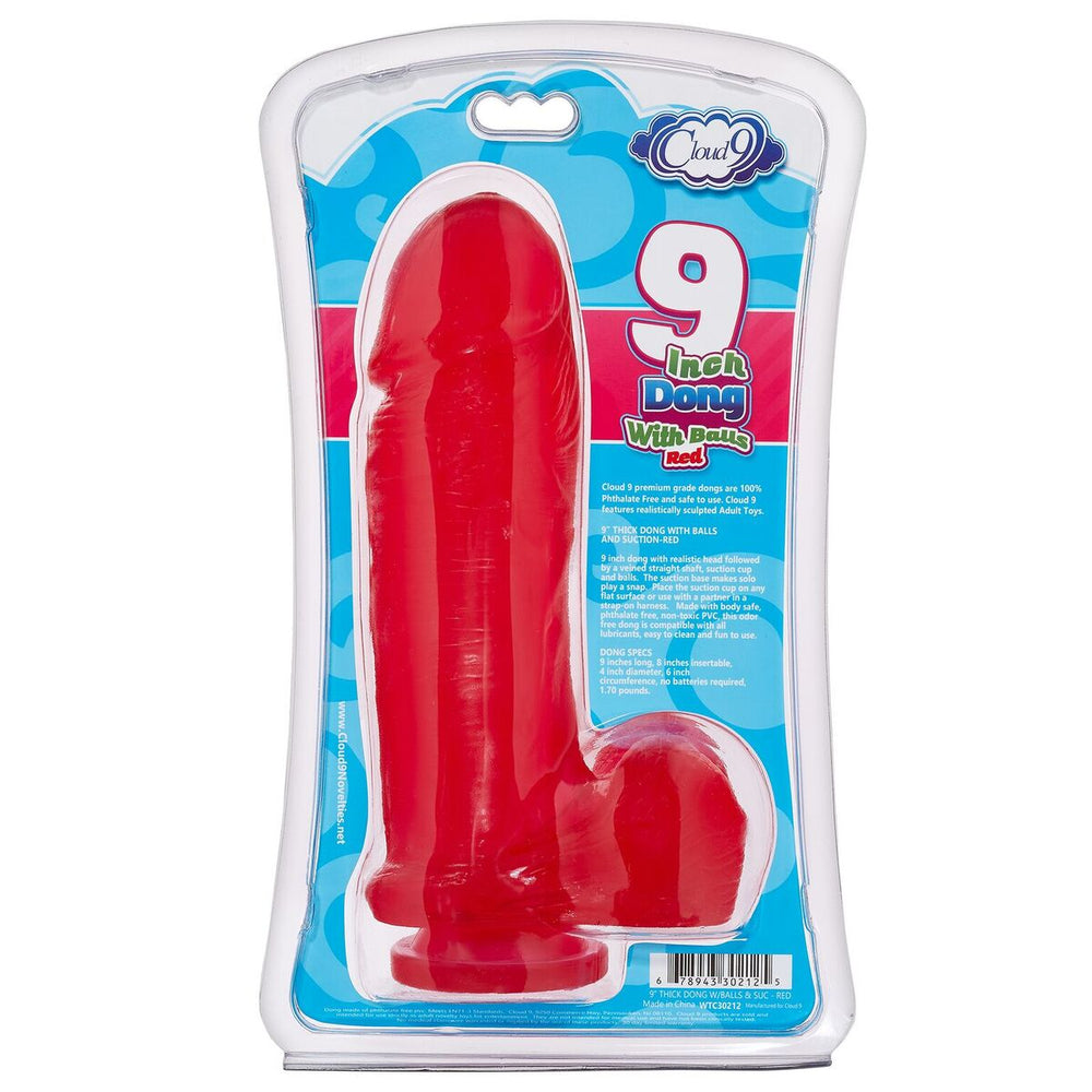 Cloud 9 Thick Dong W-balls & Suction Red 9in