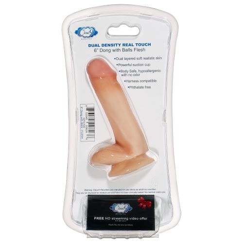 Cloud 9 Dual Density Dildo Touch 6in W- Balls Flesh