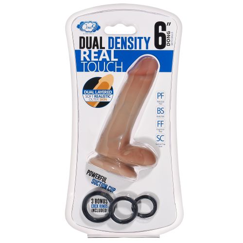 Cloud 9 Dual Density Dildo Touch 6in W- Balls Tan- Mocha