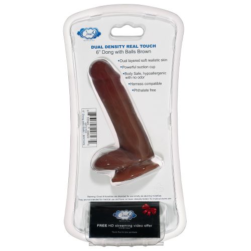 Cloud 9 Dual Density Dildo Touch 6in W- Balls Brown