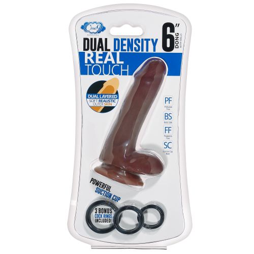 Cloud 9 Dual Density Dildo Touch 6in W- Balls Brown