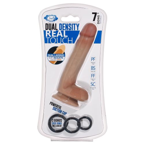 Cloud 9 Dual Density Dildo Touch 7in W- Balls Tan- Mocha