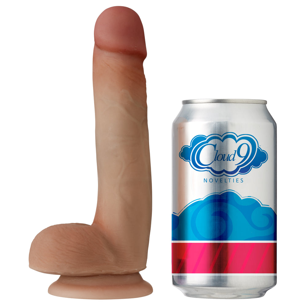 Cloud 9 Dual Density Dildo Touch 7in W- Balls Tan- Mocha