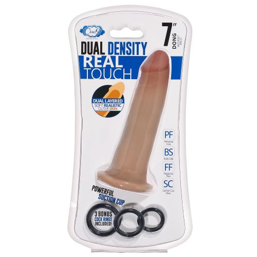 Cloud 9 Dual Density Dildo Touch 7in W- No Balls Tan- Mocha