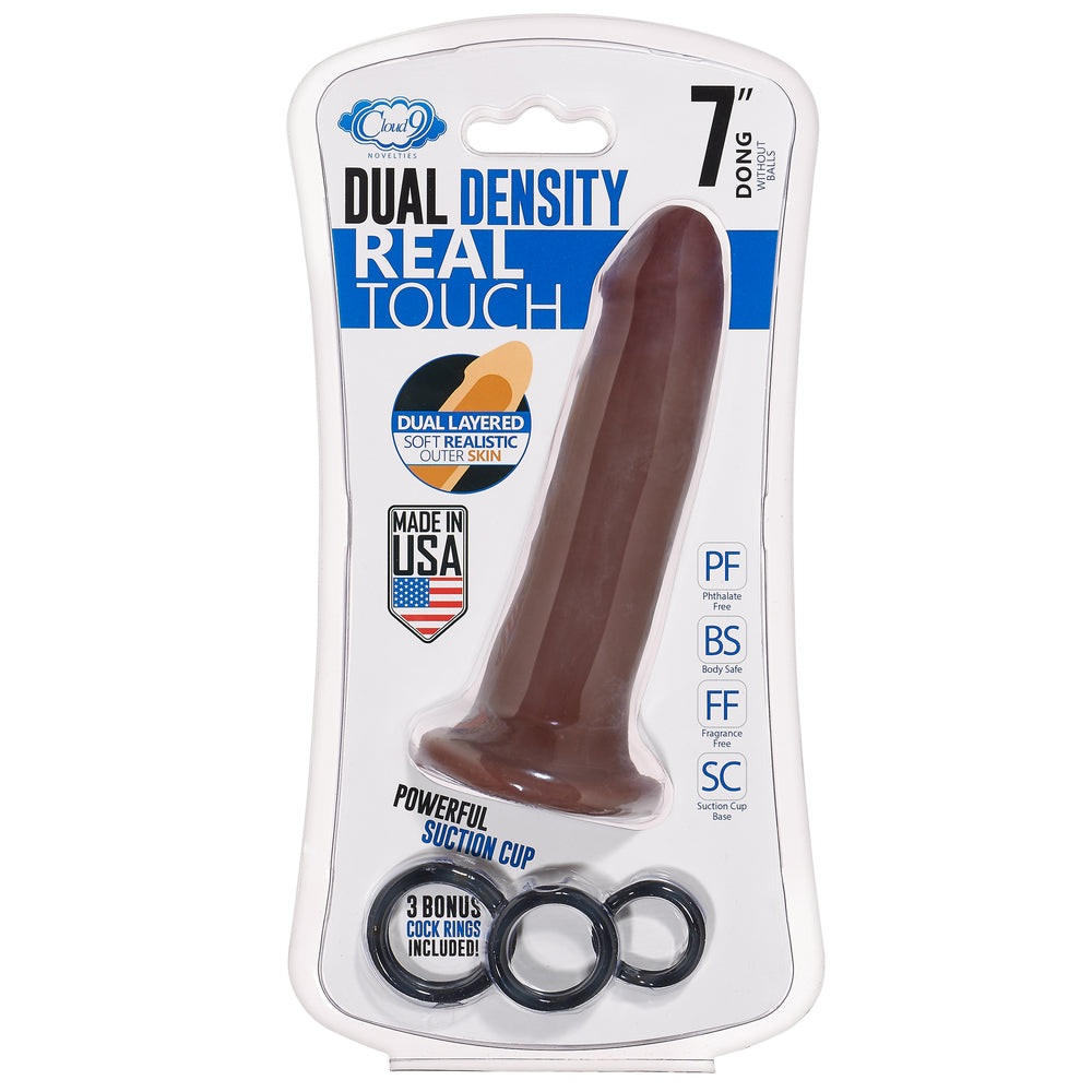 Cloud 9 Dual Density Dildo Touch 7in W- No Balls Brown