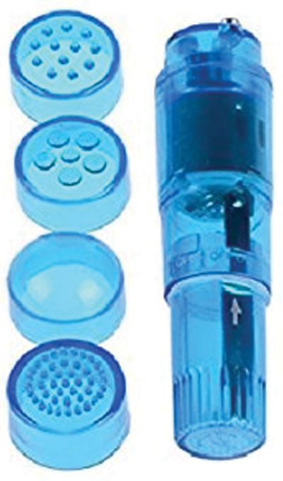 (bulk) Cloud 9 Novelties Mini Massager Pocket Rocket Blue W- 4 Attachments