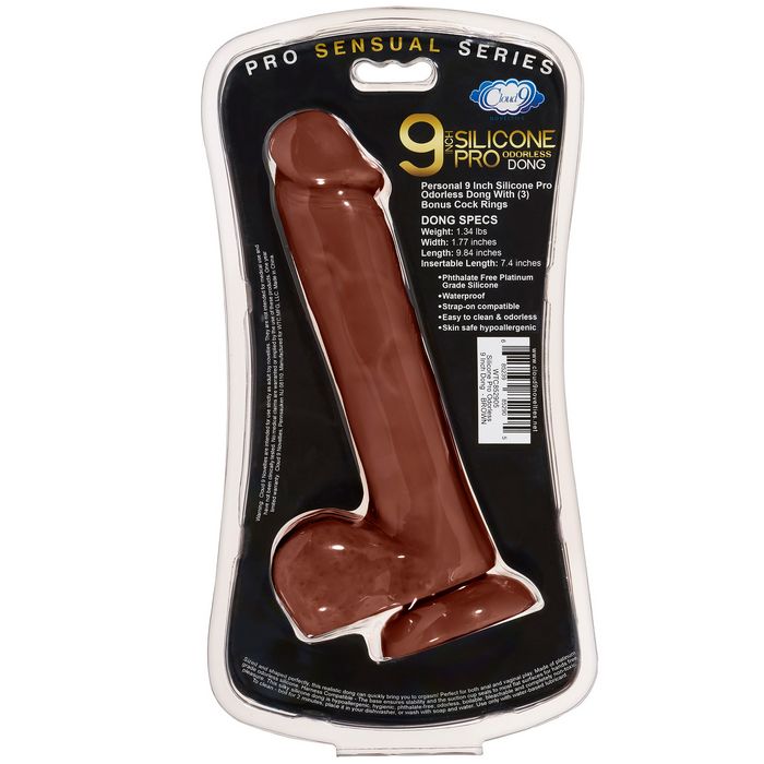 Pro Sensual Premium Silicone Dong W- 3 C Rings Brown 9 