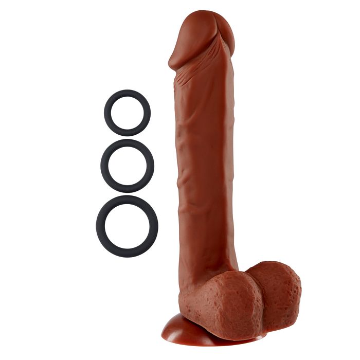 Pro Sensual Premium Silicone Dong W- 3 C Rings Brown 9 