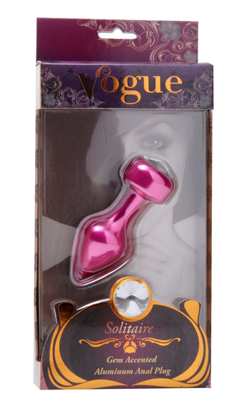 Vogue Solitaire Gem Pink Anal Plug Aluminum