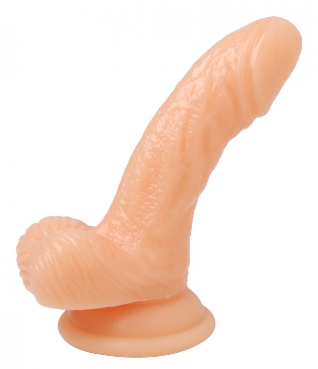 (bulk) Silicone Curvy 4 Suction Cup Dildo Flesh 