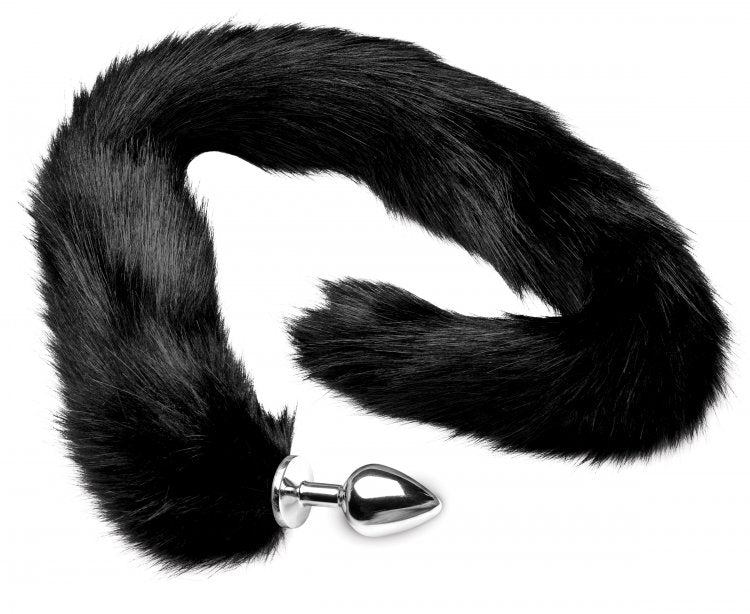 Tailz Extra Long Midnight Mink Tail Metal Anal Plug