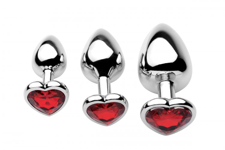 Frisky Chrome Hearts 3 Piece Anal Plugs W-gem Accents