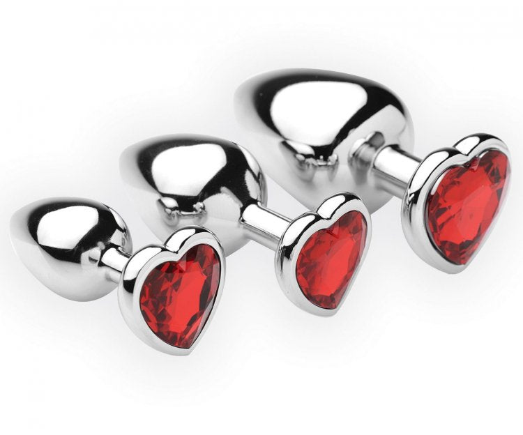 Frisky Chrome Hearts 3 Piece Anal Plugs W-gem Accents