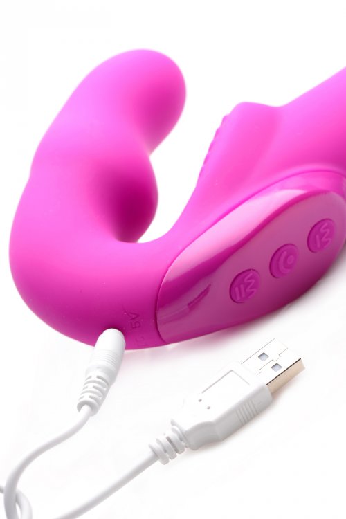 Strap U Evoke Super Charged Pink Vibrating Strapless Silicone Dildo